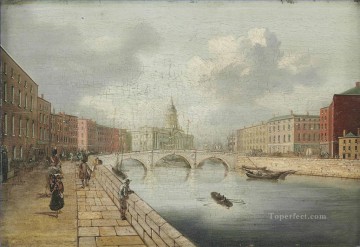 ウィリアム・サドラー市によるダブリンのリフィー川の眺め Oil Paintings
